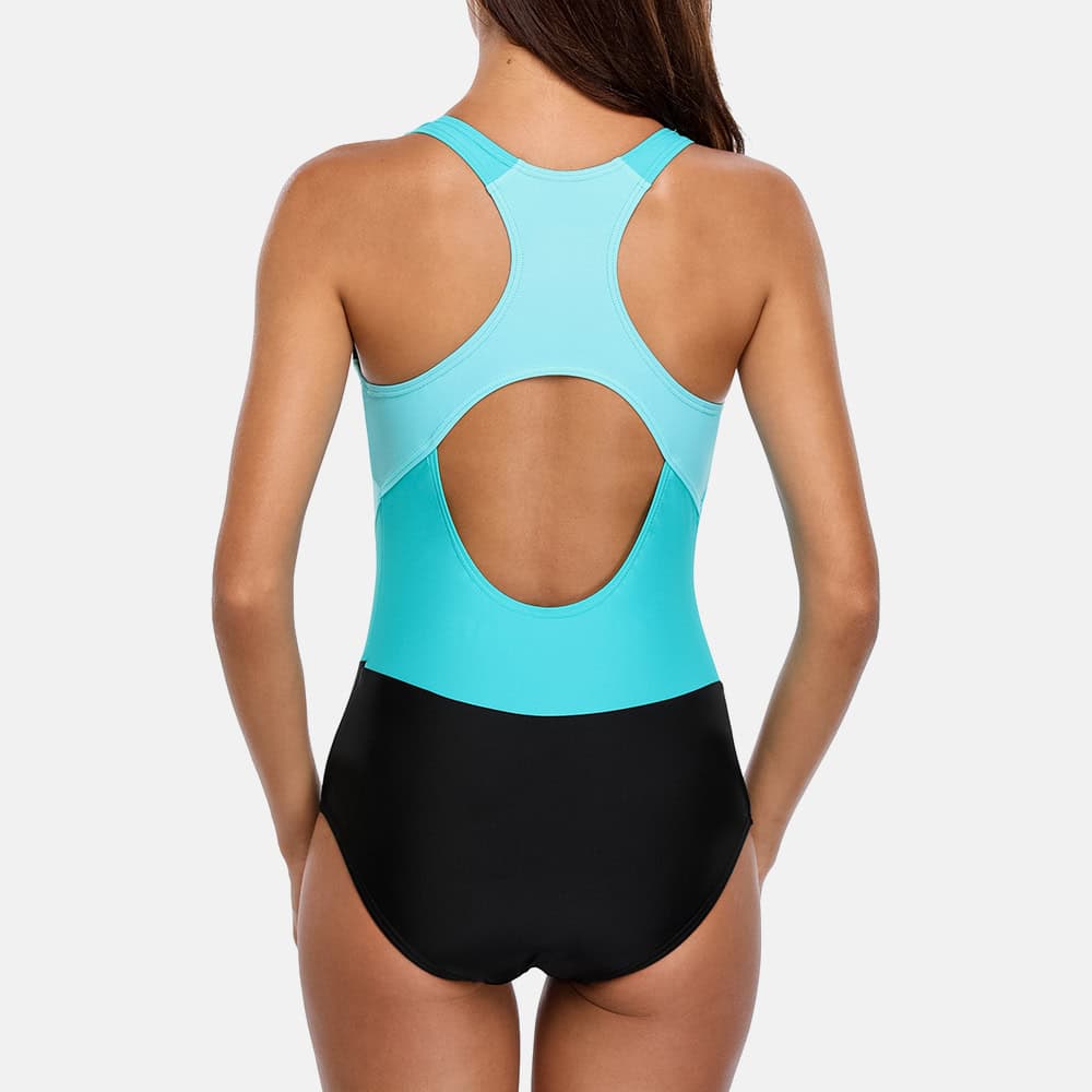 Modern women's athletic bodysuit with open back, perfect for fitness, gym, or workout sessions at Monalisa Store.
