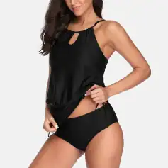 Comfortable black maternity sleepwear for women, featuring a breathable tank top and adjustable shorts, ideal for postpartum and lounging.