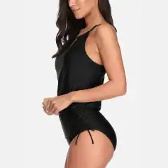 Luxury black satin sleepwear for women, featuring elegant adjustable straps and comfortable fit. Perfect for stylish nightwear or loungewear.