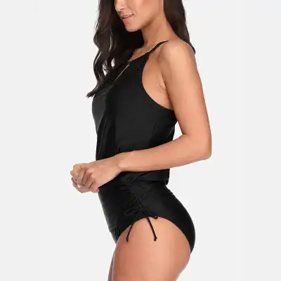 Luxury black satin sleepwear for women, featuring elegant adjustable straps and comfortable fit. Perfect for stylish nightwear or loungewear.