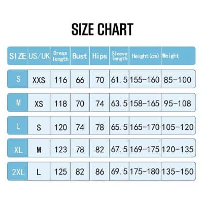 Optimum women's size chart including measurements for bust, hips, dress length, and more, from Monalisa Store. Find your perfect fit today.