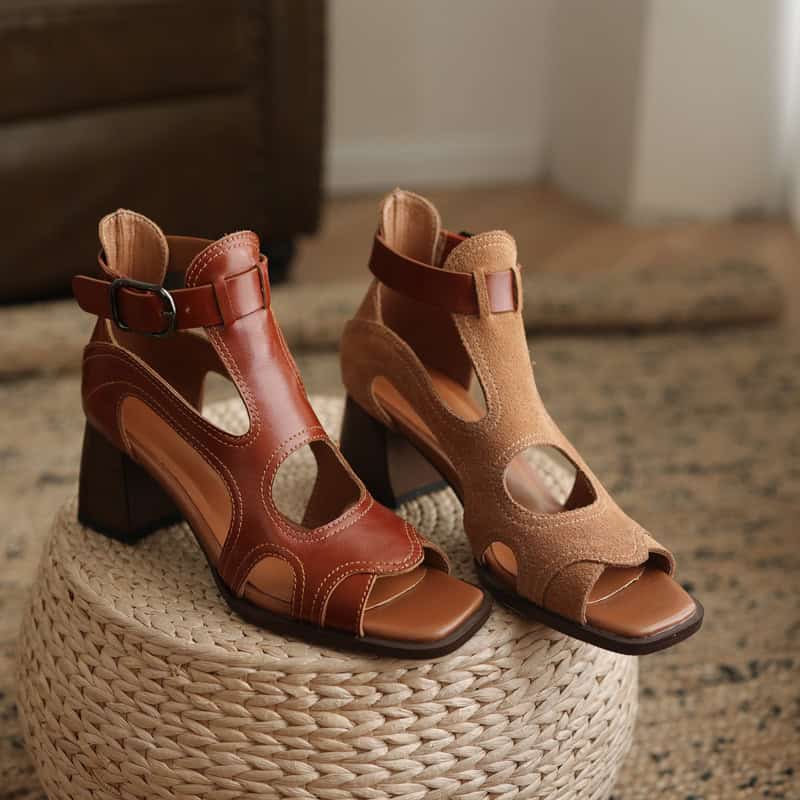 Elevate your style with fashionable leather heeled sandals from Monalisa Store, perfect for women seeking stylish, comfortable footwear for any occasion.