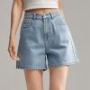 Light blue casual denim shorts for women, perfect for summer and everyday wear. Stylish, comfortable, and versatile for outdoor activities and relaxed fashion.