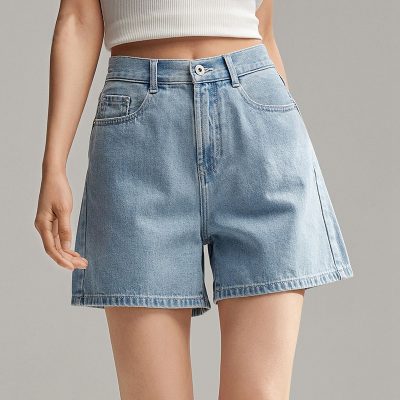 Light blue casual denim shorts for women, perfect for summer and everyday wear. Stylish, comfortable, and versatile for outdoor activities and relaxed fashion.