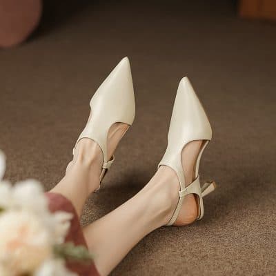 Elegant beige pointed-toe heels for women at Monalisa Store, ideal for formal events and stylish outings. Discover a variety of fashionable footwear options for women.