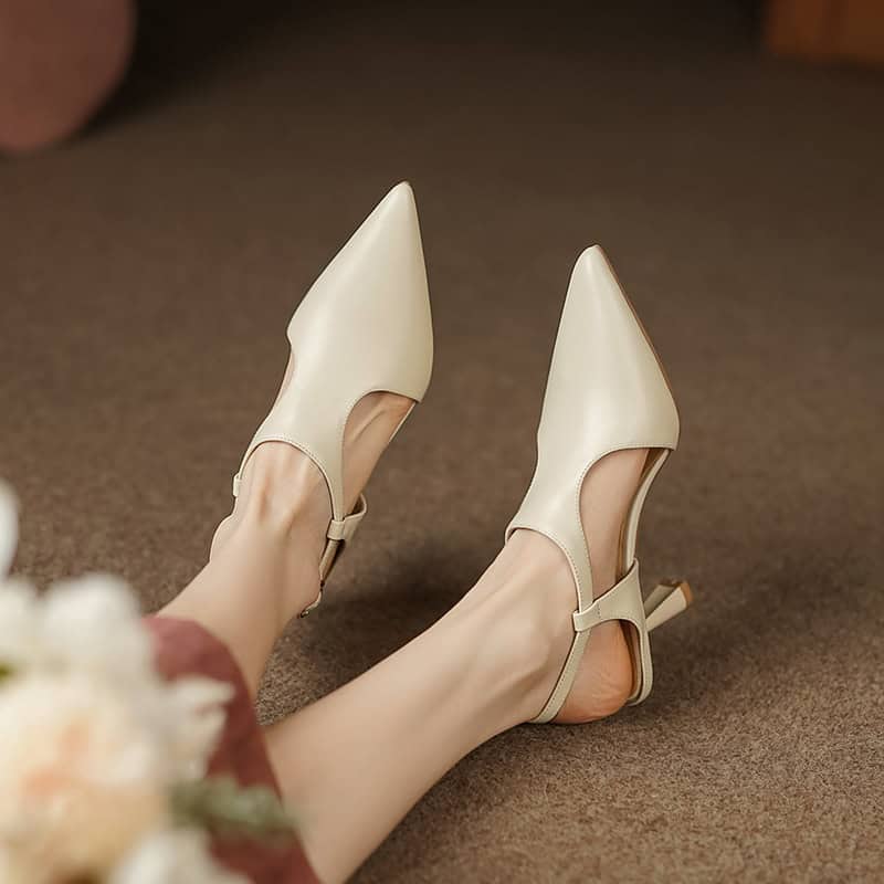Elegant beige pointed-toe heels for women at Monalisa Store, ideal for formal events and stylish outings. Discover a variety of fashionable footwear options for women.