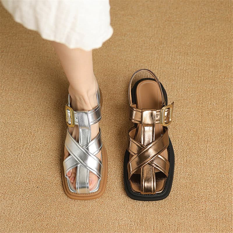 Elegant metallic gold and silver women’s sandals with comfortable straps, perfect for fashionable footwear choices. Shop now at Monalisa Store for trendy and quality opt shoes.
