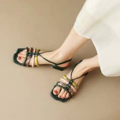 Stylish women's sandals with multiple straps and colorful accents, ideal for summer or vacation outfits. Shop now at Monalisa Medical Store for the latest in fashionable footwear.