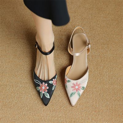 Stylish women's fashion shoes featuring floral embroidery and ankle straps, perfect for elegant occasions and enhancing your dressing style.