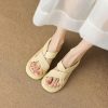 Versatile women's beige sandals with cross strap design, ideal for summer, casual outings, and comfortable foot support, suitable for Monalisa Medical’s diverse footwear collection.