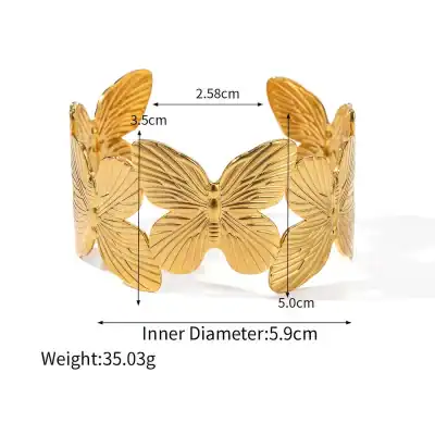 Elegant gold butterfly bracelet with detailed wing design, perfect for women’s jewelry collections, gifting, or special occasions.