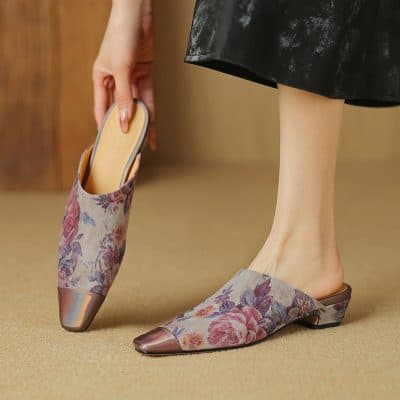 Stylish slip-on floral mules with a pointed toe, perfect for fashion-forward women seeking comfort and sophistication. Ideal for casual or dressy occasions, available at Monalisa Store.