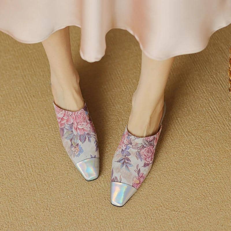 Stylish floral shoes with pastel tones, ideal for women shopping at Monalisa Medical Store, combining comfort and fashion.