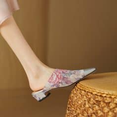 Elegant floral-patterned slip-on slippers with cushioned soles for women, perfect for home, spa, or indoor comfort, available at Monalisa Store.