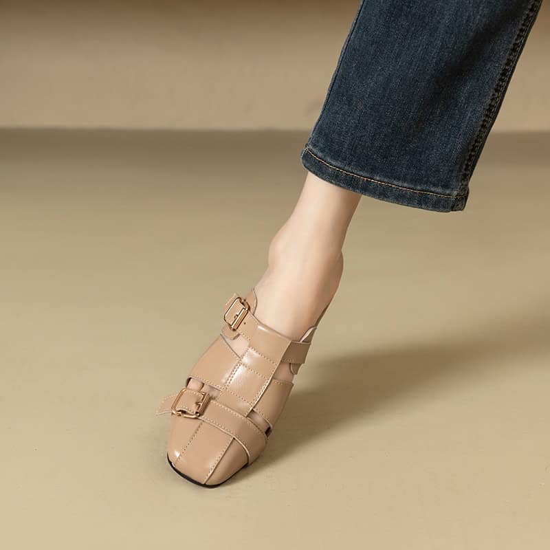 Stylish beige buckle strap shoe for women. Perfect for fashion and comfort, ideal for casual or formal wear. Browse Monalisa Medical Store for trendy footwear options.