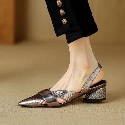 Elegant metallic women's heels perfect for formal and fashion wear, offering comfort and style, available at Monalisa Store for fashionable footwear needs.