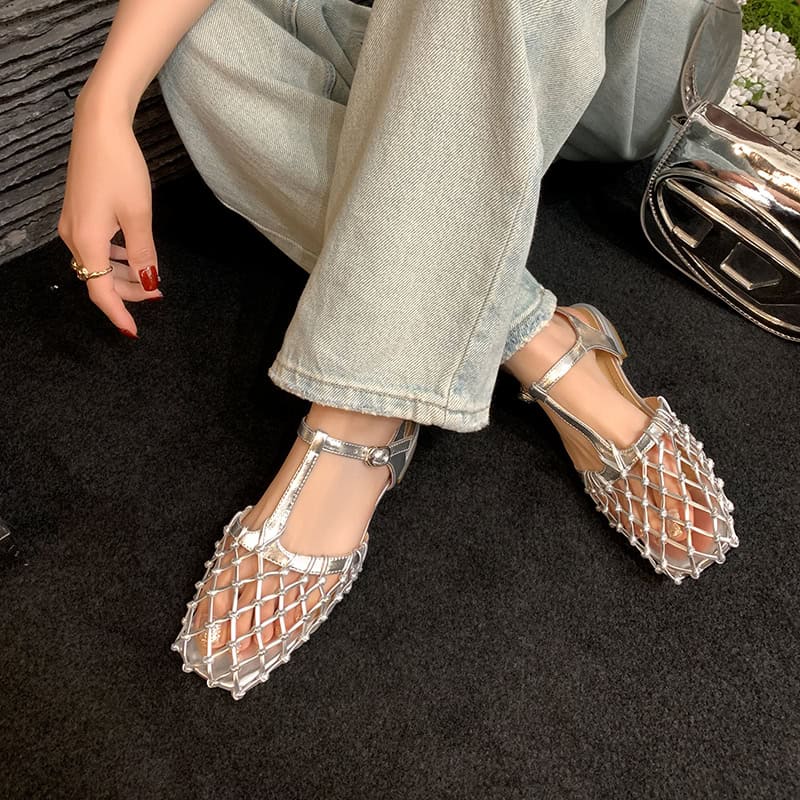 Fashionable women’s clear strap high heels with detailed beadwork, ideal for stylish outings and special occasions.