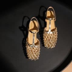 Stunning stainless steel strap heels with intricate lattice design, perfect for formal occasions and stylish events. Enhance your wardrobe with these luxurious, high-quality shoes from Monalisa Store.