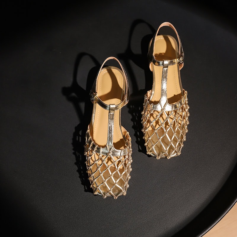 Stunning stainless steel strap heels with intricate lattice design, perfect for formal occasions and stylish events. Enhance your wardrobe with these luxurious, high-quality shoes from Monalisa Store.