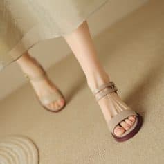 Elegant women's open-toe sandal featuring ankle straps, perfect for stylish summer or casual wear, available at Monalisa Medical store.