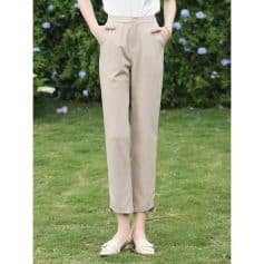 Comfortable beige wide-leg trousers for women, perfect for casual and office wear, made from high-quality fabric for a stylish look.