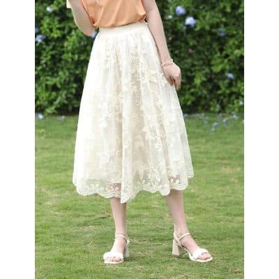 Elevate your wardrobe with a beautiful lace midi skirt from Monalisa Store, ideal for fashionable women seeking stylish, breathable clothing for occasions like brunch, garden parties, or casual outings.