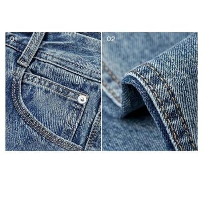 High-quality denim jeans with detailed stitching and classic pocket design, perfect for casual and stylish wear, available at Monalisa Store.