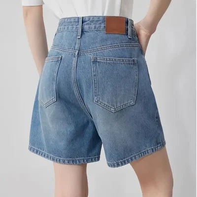 Stylish high-waisted denim shorts for women, perfect for casual wear and summer outings.