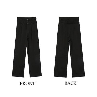 Elegant black women's dress pants, perfect for office or formal occasions. Features a tailored fit with front and back views. High-quality fabric for comfort and style.