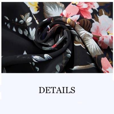 Elegant floral fabric scarf featuring a black background and bright pink, white, and brown floral patterns for trendy accessories.
