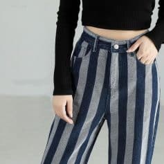 High-waisted striped stylish pants perfect for fashion-forward women. Available at Monalisa Store for trendy wardrobe updates.