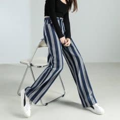 Fashionable wide leg striped pants for women, perfect for casual and trendy outfits, available at Monalisa Store.