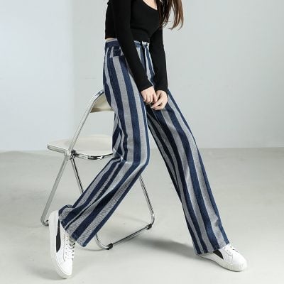 Fashionable wide leg striped pants for women, perfect for casual and trendy outfits, available at Monalisa Store.