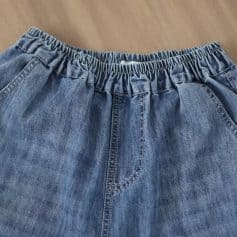 Comfortable denim shorts with elastic waistband, ideal for casual summer outfits. Shop trendy, high-quality denim clothing directly from Monalisa Store to elevate your wardrobe.