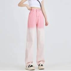 High-waisted pink and white ombre casual pants for women, stylish and comfortable for everyday wear. Perfect for fashion-forward looks, available at Monalisa Store.