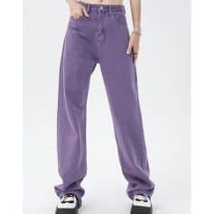 Comfortable purple wide-leg jeans for women, trendy high-waisted fashion pants. Perfect for casual or chic outfits, available at Monalisa Store for stylish denim wear.