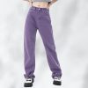 Fashionable purple wide-leg jeans for women, stylish and comfortable denim pants for casual wear and street style. Perfect for enhancing your trendy wardrobe.