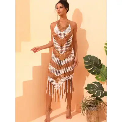 Women's crochet beach dress, boho crochet cover-up, summer resort wear, stylish crochet cover-up, beachwear for women, handmade crochet dress, Monalisa Medical fashion.