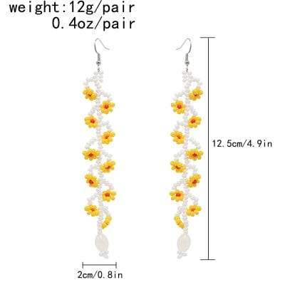 Bright yellow and white floral beaded earrings enhance your style with vibrant flower design, perfect for trendy accessories or gift ideas.