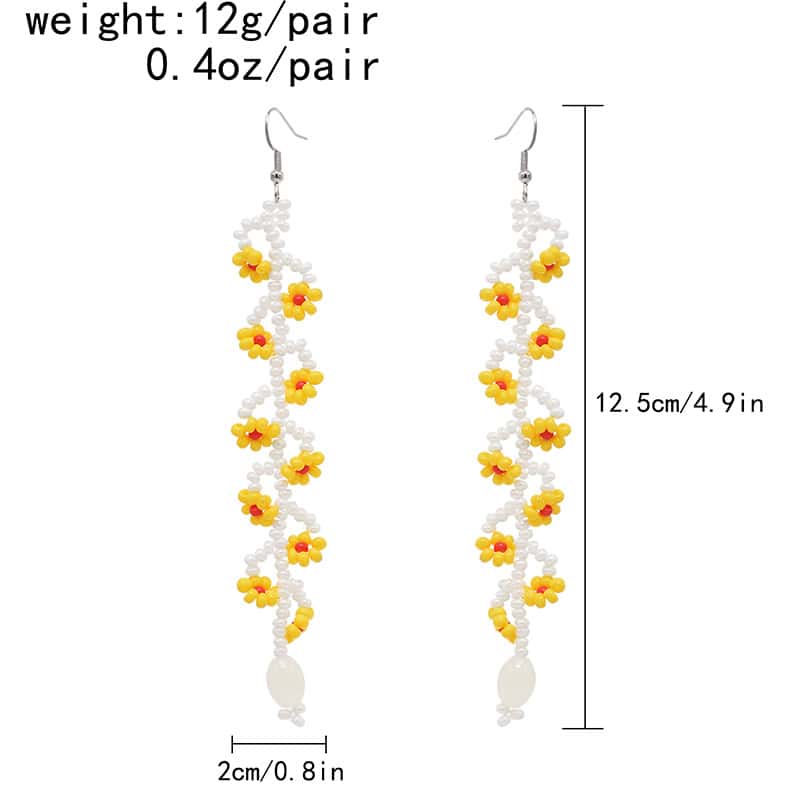 Bright yellow and white floral beaded earrings enhance your style with vibrant flower design, perfect for trendy accessories or gift ideas.
