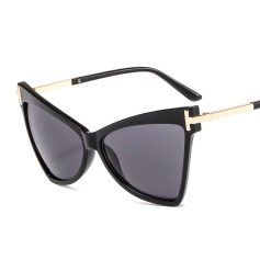 Elegant black designer sunglasses with gold accents, perfect for fashion-forward eyewear lovers. UV protection lenses for stylish sun protection.