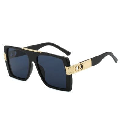 Stylish black sunglasses with gold accents, perfect for a fashionable look. High-quality lenses for UV protection, ideal for both men and women. Enhance your collection with designer eyewear from Monalisa Store.