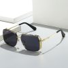Stylish gold-rimmed sunglasses with dark lenses, perfect for sun protection and fashion. Ideal for trendy eyewear enthusiasts seeking high-end optical accessories.