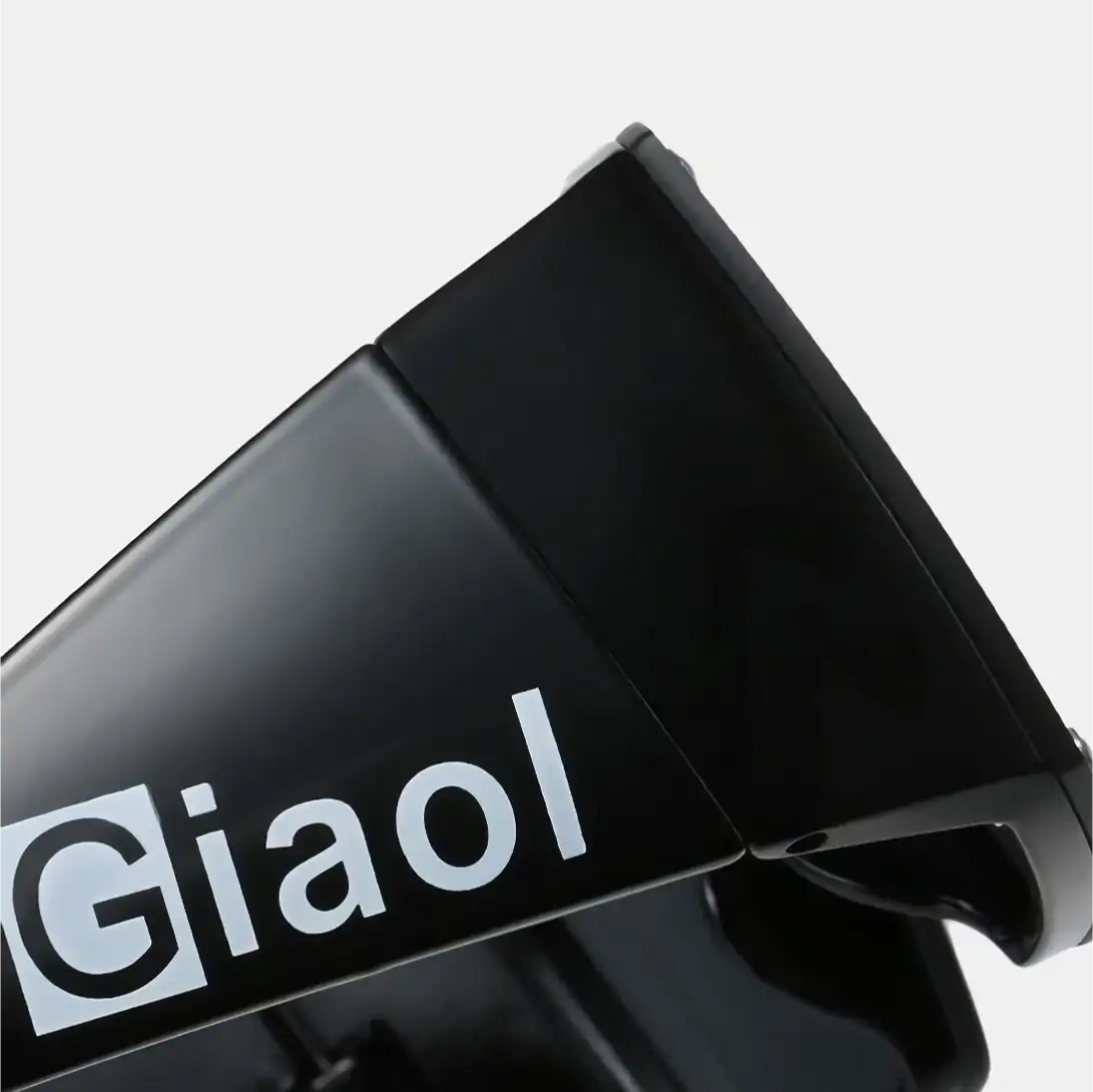 Close-up of Giol branded eyewear with sleek black design and modern style. Perfect for fashionable glasses wearers seeking premium quality.
