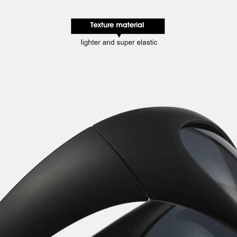 Stylish black sunglasses featuring lightweight, super elastic frame for comfort and durability, perfect for fashion-forward individuals seeking eye protection and UV defense.