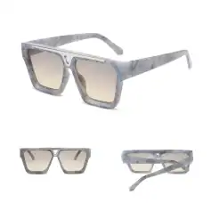 Stylish marble-patterned sunglasses featuring gold-tinted lenses, perfect for fashion-forward individuals seeking designer eyewear and UV protection.