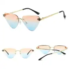 Chic, gradient-colored sunglasses featuring a sleek metal frame with gradient blue to pink lenses, designed for UV protection. Perfect for stylish looks and outdoor sunny days, offering both fashion and eye comfort.