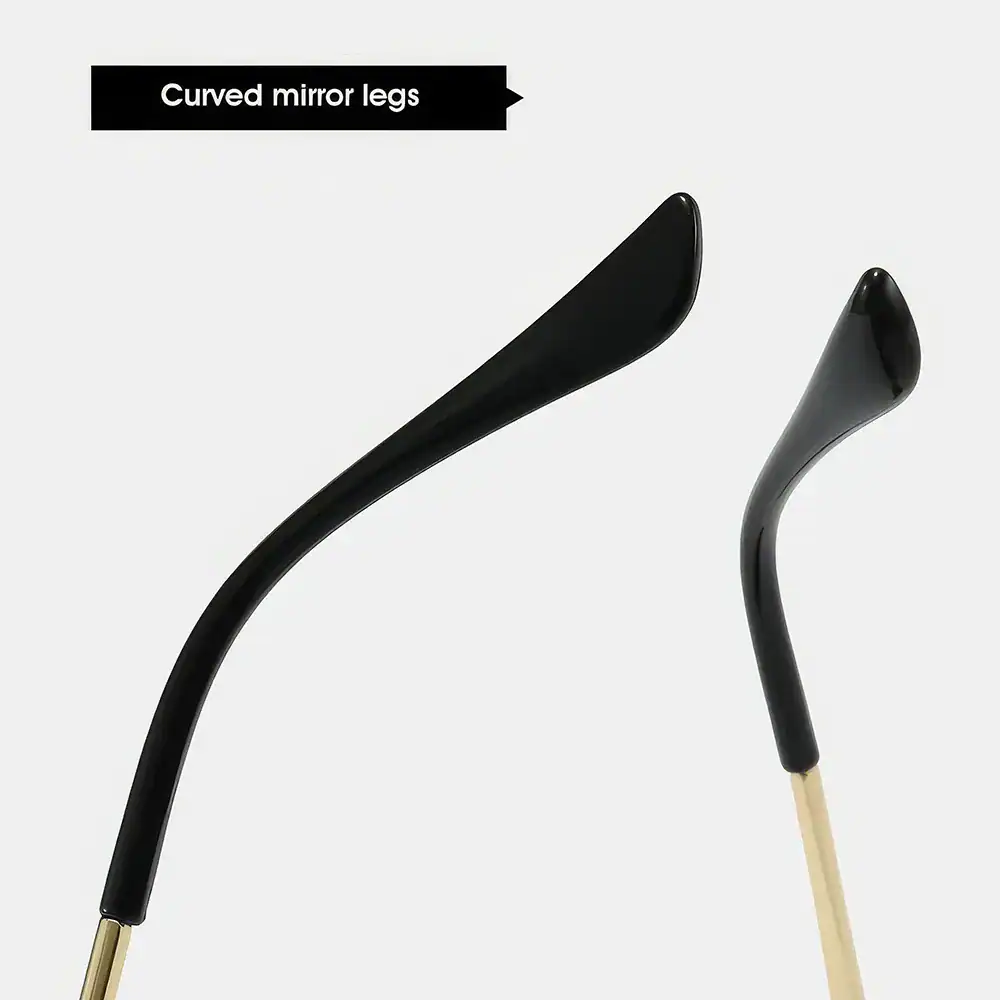 Optical mirror legs with stylish curved design for comfortable wear and enhanced support. Perfect for eye care and vision correction accessories.