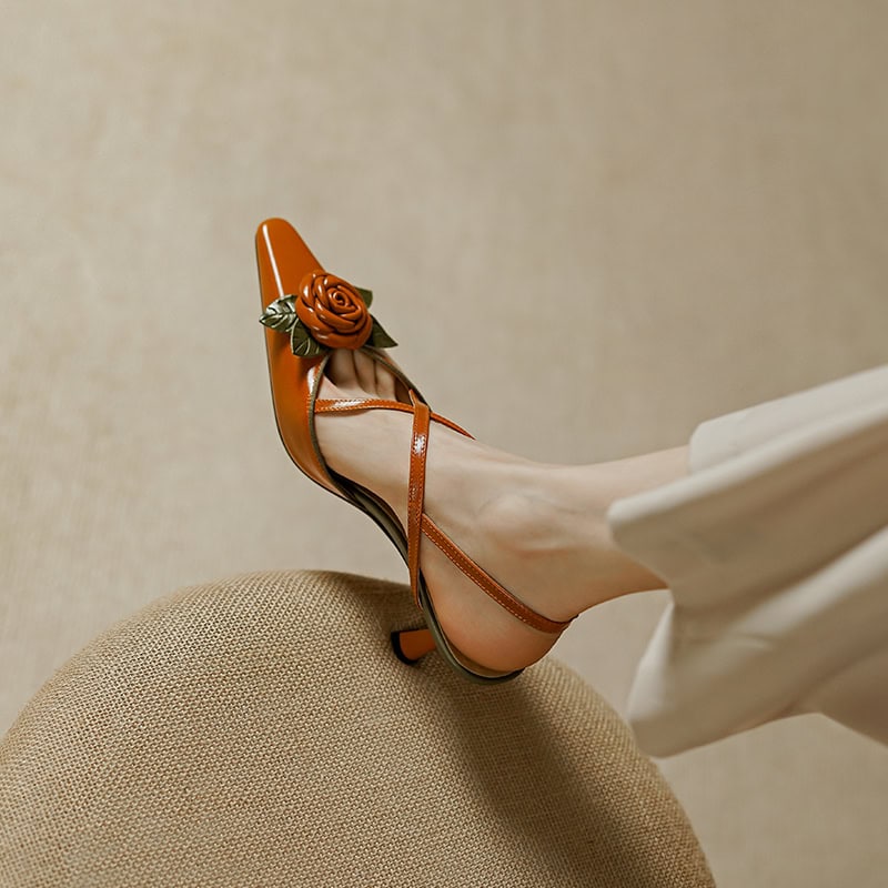 High-quality women's fashion shoes with floral rose decor, perfect for elegant occasions and enhancing your style. Discover stylish, comfortable footwear at Monalisa Store.