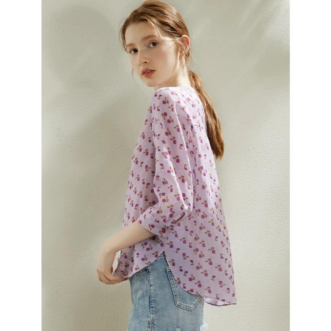 Elegant pink floral top ideal for everyday and casual outings.